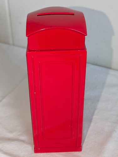 Vintage 1998 Zelox Metal British Crown Red Telephone Booth Coin Bank 6 in - Picture 4 of 6