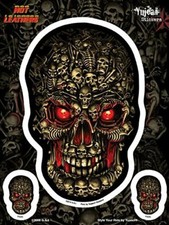 Boneyard Skull Biker, Orignal Artwork Die-Cut - Decal Sticker - 6" x 8"