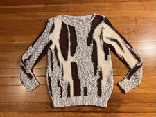 VINTAGE Malain Angora Lambswool Blend Sweater Women’s Medium Grey Brown 90s