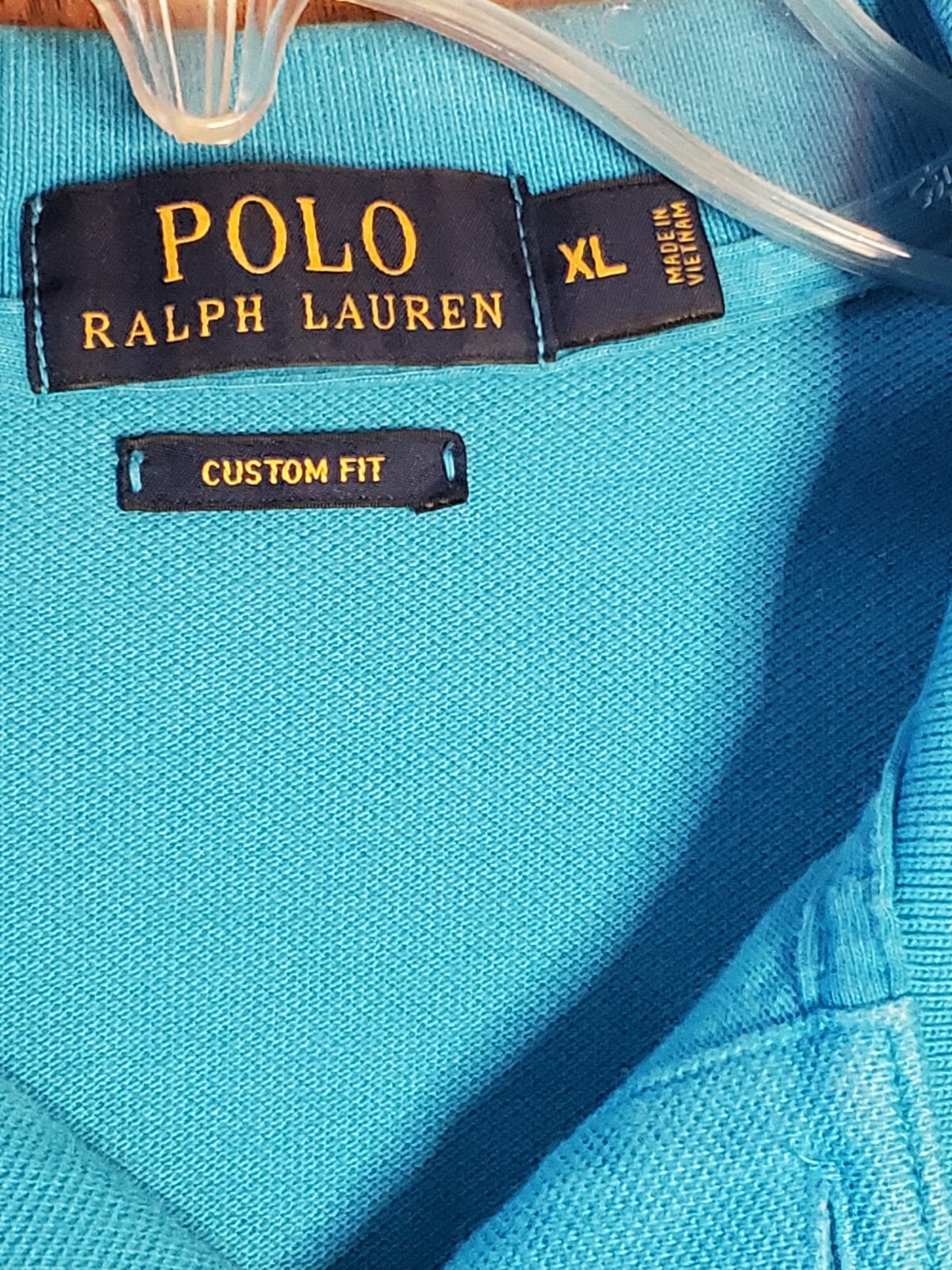 Polo Ralph Lauren Custom Fit Uomo Taglia XL Camicia Manica Corta Blu Acqua LG. Pony