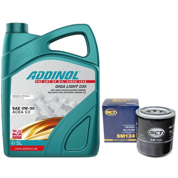 MotoröL Set 0W-30 Addinol 5 Liter + ÖLfilter SM 124 FüR Honda Accord V Civic VII-image