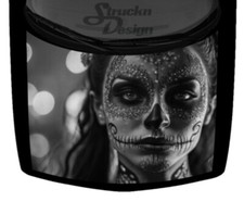 Gray Woman Sugar Skull Drawn Face Paint Truck Hood Wrap Vinyl Car Graphic Decal