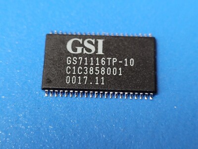 (2PC) GS71116TP-10 GSI SRAM Chip Async Single 3.3V 1M-Bit 64K x 16 10ns TSOP2-44