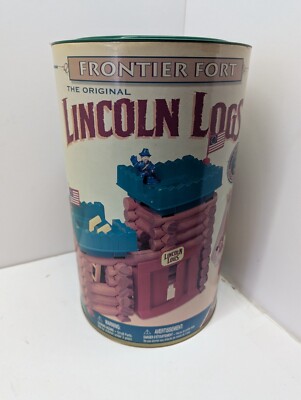 NEW Vintage Lincoln Logs FRONTIER FORT Set Officer Native American Chief WOODEN