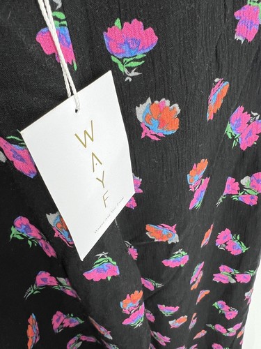 WAYF Anthropologie Pants Womens XS Black Floral Wide Leg Boho Lined Romantic NWT - Picture 4 of 5