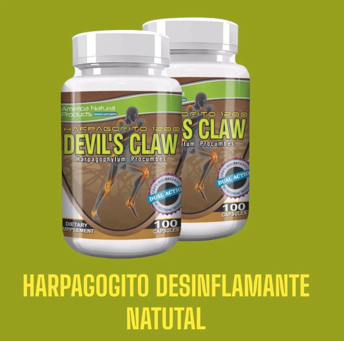 Devils Container Box HARPAGOFITO Devil's 2 packs 600mg 200 Capsules Desinflamante Natural ...