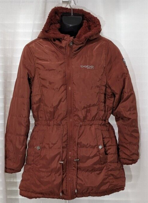 bebe Women's Winter Coat – Reversible Faux Fur Lined Anorak Parka Puffer Jack M