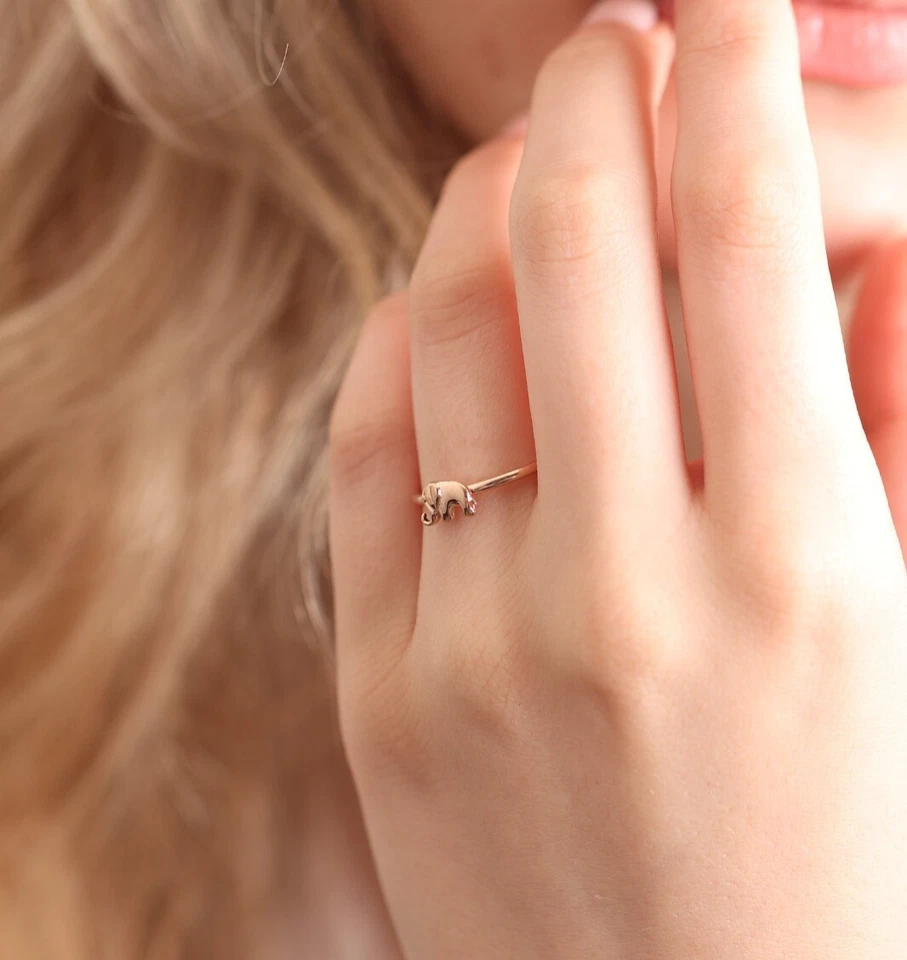 Anillo de plata 925 chapado en oro anillo de elefante anillo hecho a mano anillos de compromiso regalo Foto 4 de 4