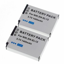 2 EN-EL12 ENEL12 Batteries for Nikon Coolpix AW120 P340 S6300 S8200 S9700 S1200