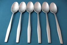 6 Place Oval Soup Spoons Dansk VARIATION V Satin JHQ 18/8 Stainless Korea 8 1/4"
