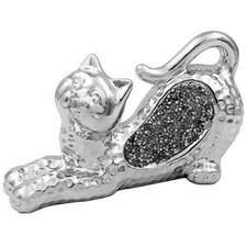 Silver Sparkle Chrome Crystal Cat figurine from the Leonardo Collection