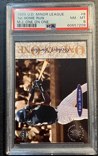 1995 Upper Deck Minor League M.J. One on One  1st Home Run Michael Jordan PSA 8