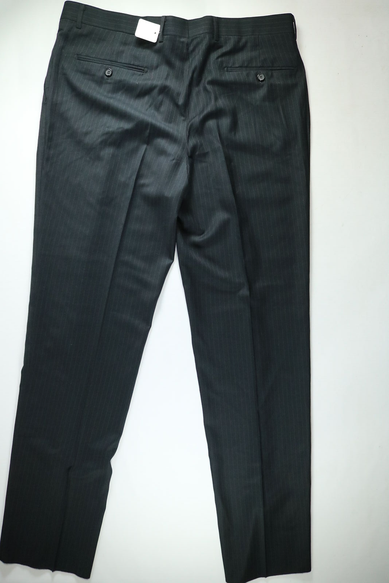 Mens Black Chalk Stripe Flat Front Dress Pants 38W NEW | eBay