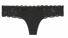 Victorias Secret Dream Angels Black Thong Panties Size XS-S Silky Solid Panels