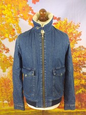 Topman Classic Blue Cotton Borg Lined Full Zip Jacket. Uk Women's Size Medium