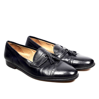 Pierre Cardin Espace Mens Black Leather Cap Toe Tassel Loafers Shoes Size 9.5D