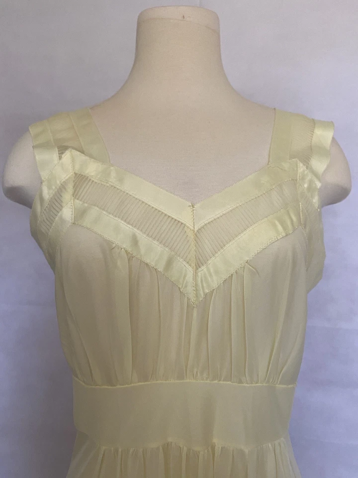 Vestido largo transparente amarillo sol vintage años 40 ART DECO Negligee pequeño Foto 2 de 4
