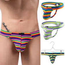 Men's Rainbow Micro Thong T-back Underwear Sexy Male G-string Jockstrap Tangas
