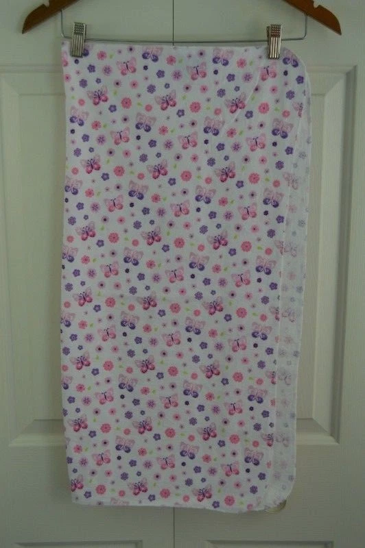 Tiddliwinks Mariposa Bebé Manta Franela Recepción Rosa Blanco Púrpura Floral Foto 2 de 4