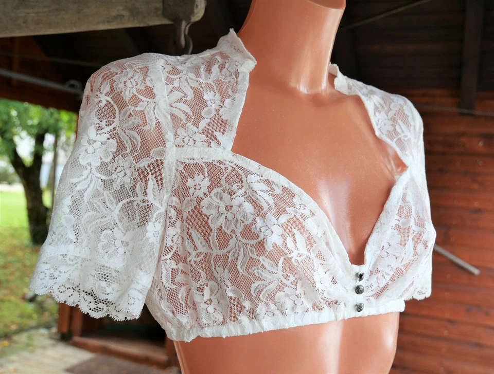 CocoVero Dirndl Bluse Silvie Gr. 38, Designer, Stehkragen Herzausschnitt Spitze - Bild 3 von 4