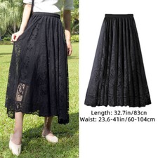 Gonna Maxi In Pizzo Floreale All'Uncinetto A Vita Alta Hollow Out Da Festa Retro