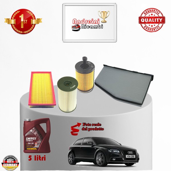 Inspektionskit Filter + ÖL Audi A3 II 1.9 Tdi 77KW 105CV Von 2006-> 2009-image