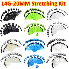 12-60PCS Ear Stretching Kit 14G-20MM Big Gauges Acrylic Tapers Plugs O-Rings USA