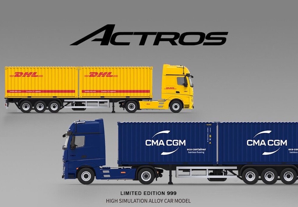 TM 1:64 Actros Container Delivery Truck Model Diecast Metal