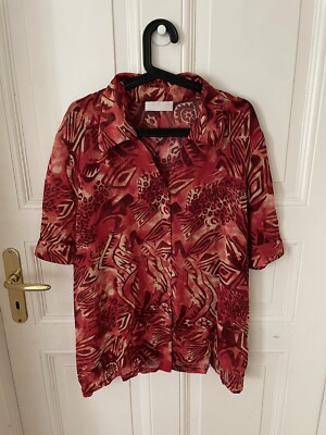 Italian Vintage Red Printed Blouse by Carla Raveri- Size XL