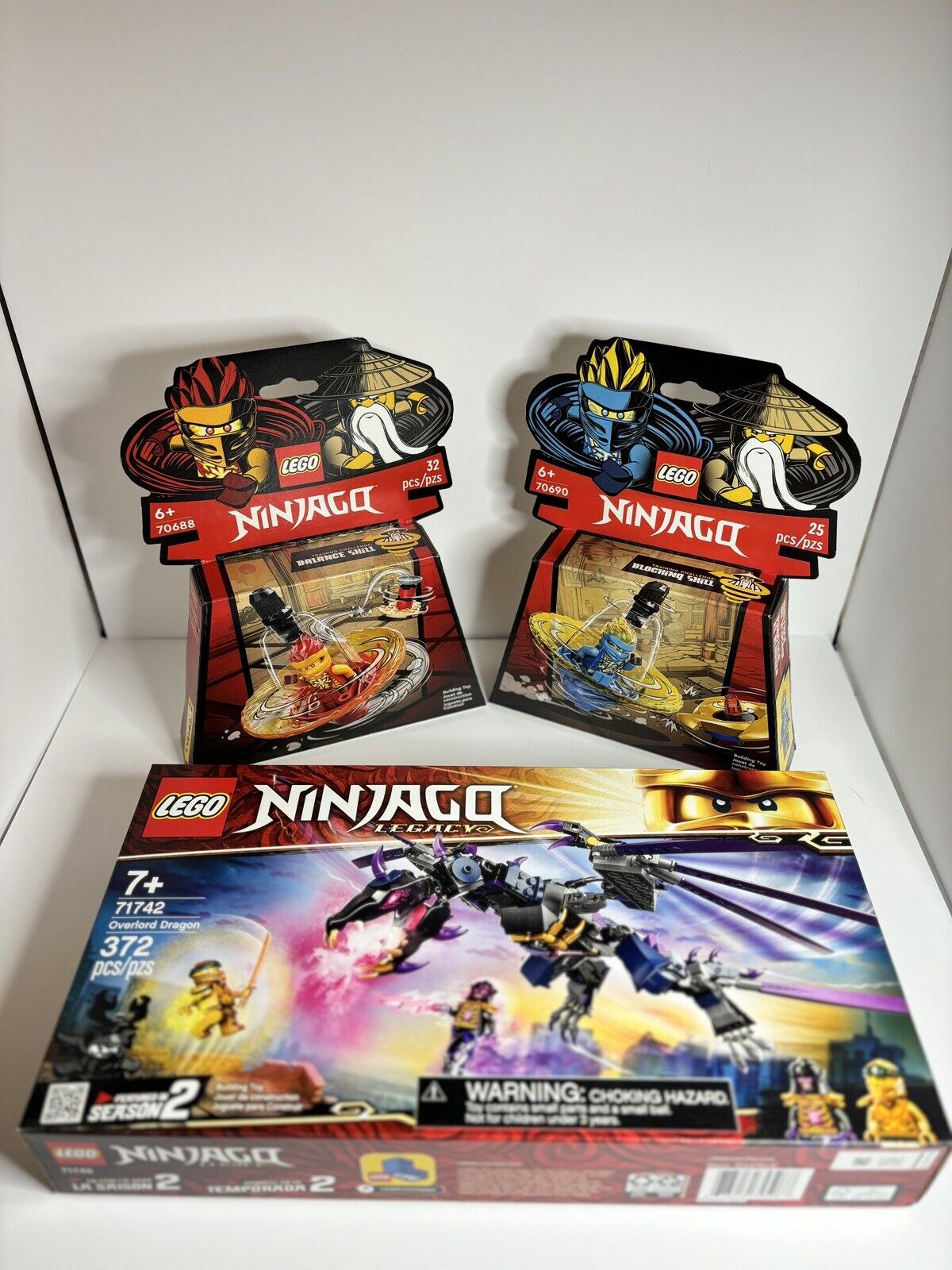 LEGO NINJAGO 71742 Overlord Dragon 70688 and 70690 Kai's Jay's Spinjitzu Ninja