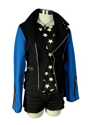 TRIPP Gothic Band Goth Moto Rockabilly Biker Punk Emo Jacket Black Blue BD3243
