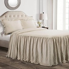 Ruffle Skirt Bedspread Set - 2-Piece Luxurious Farmhouse Bedding Twin Neutral