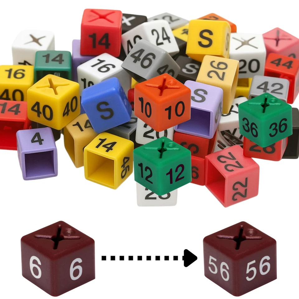 SHOPLINES SUPPLIES LIMITED 50x Clothes Hanger Size Cubes 6–56 | Garment Markers Multi-Coloured Tags