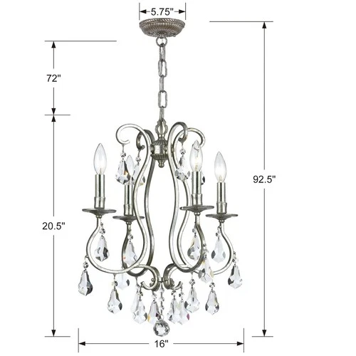 Crystorama Ashton 16" Wide 4-Light Traditional Olde Silver Chandelier - Picture 8 of 8
