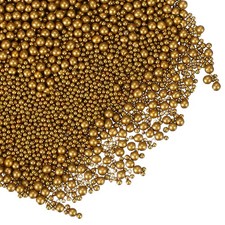 Glass Bubble Beads, 50g Tiny Iridescent Beads 1-3mm Gold