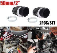 Pair 50mm Motorcycle Air Filter Engine Intake Dust Cleaner Pod Washable Reusable