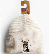 Disney Winnie the Pooh Cream Beanie Hat Embroidered One Size