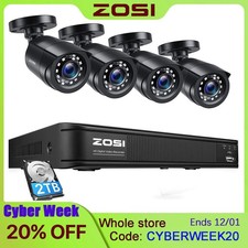 ZOSI H.265 5MP 8CH DVR 1080P Waterproof Outdoor CCTV Security Camera System 1TB
