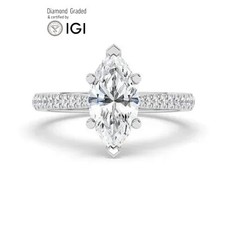 Marquise Diamond Engagement Ring 14k White Gold Labgrown 2.35 Ct Solitaire