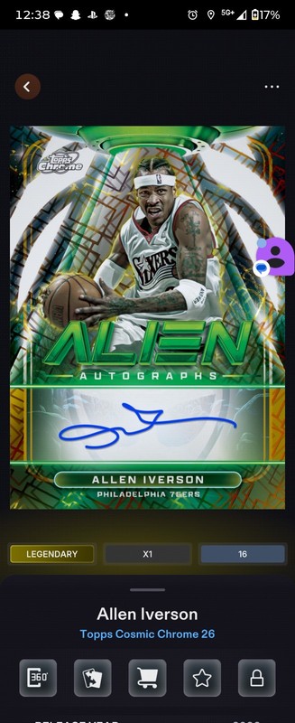 Topps Digital Cosmic Chrome Interstellar Alien Autographs Gold /50 Iverson Auto