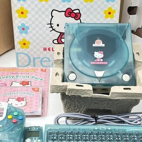 SEGA Dreamcast Hello Kitty Skeleton Green Console CIB Keyboard VMU Tested Japan