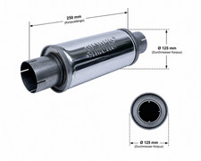 Produktbild - Simons Edelstahl Schalldämpfer universal Auspuff 76mm 3" Turbo Auspuffanlage