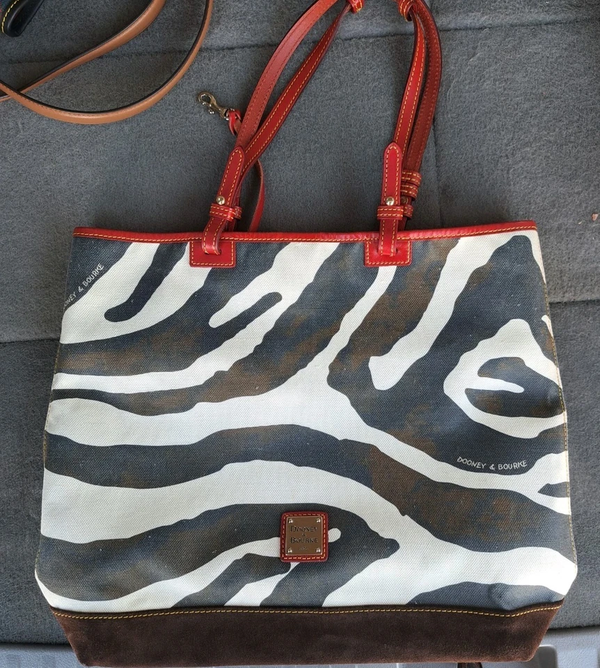 Dooney & Bourke J0964668 Satchel Top Handle Bag Women XL Black White Zebra Print