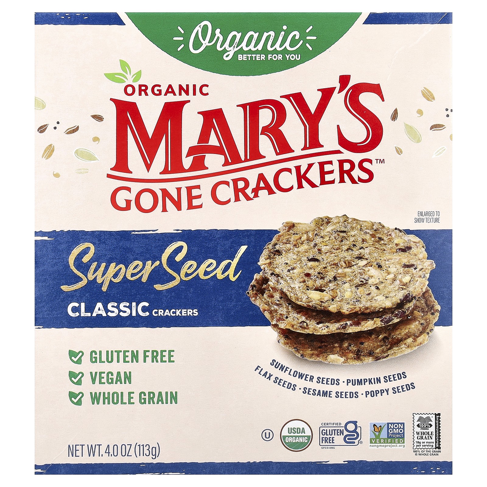 Organic Super Seed Crackers, Classic, 4 oz (113 g)