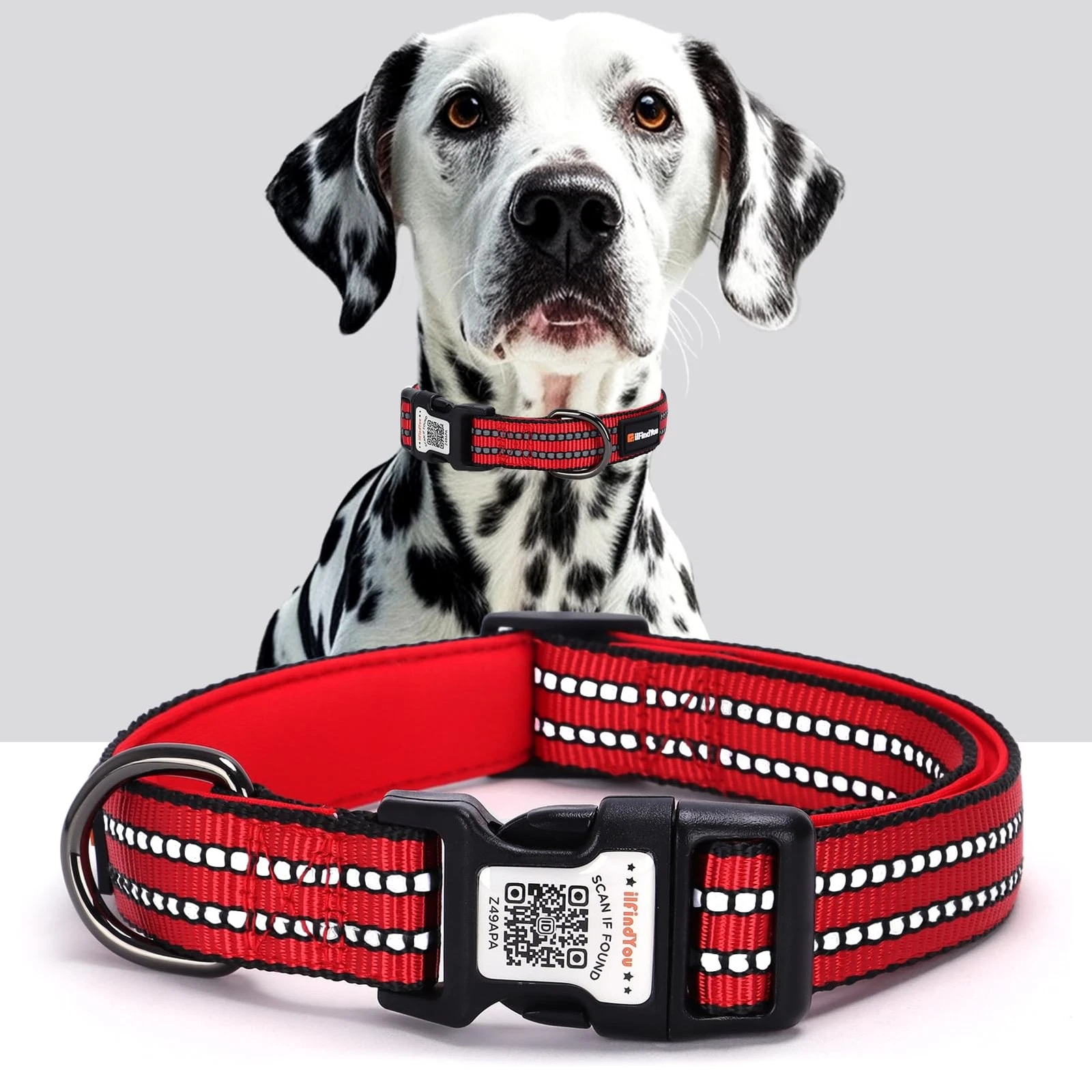 Reflective Dog Collar with QR Code Tag, Personalized Dog Collar, Safety Night...