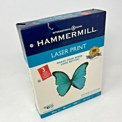Hammermill 8-1/2 x 11  3-HOLE PUNCH COPY PAPER  24 lb. 500 Sheets 98 Brightness