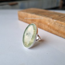 Lovely Prehnite Gemstone Ring 925 Sterling Silver Birthday Gift Boho Ring PG6741