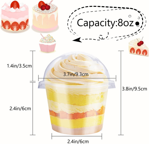 50 Pack 8Oz Disposable Clear Plastic Cups with Dome Lids(Hole in the Lid),Pet De - Picture 2 of 12