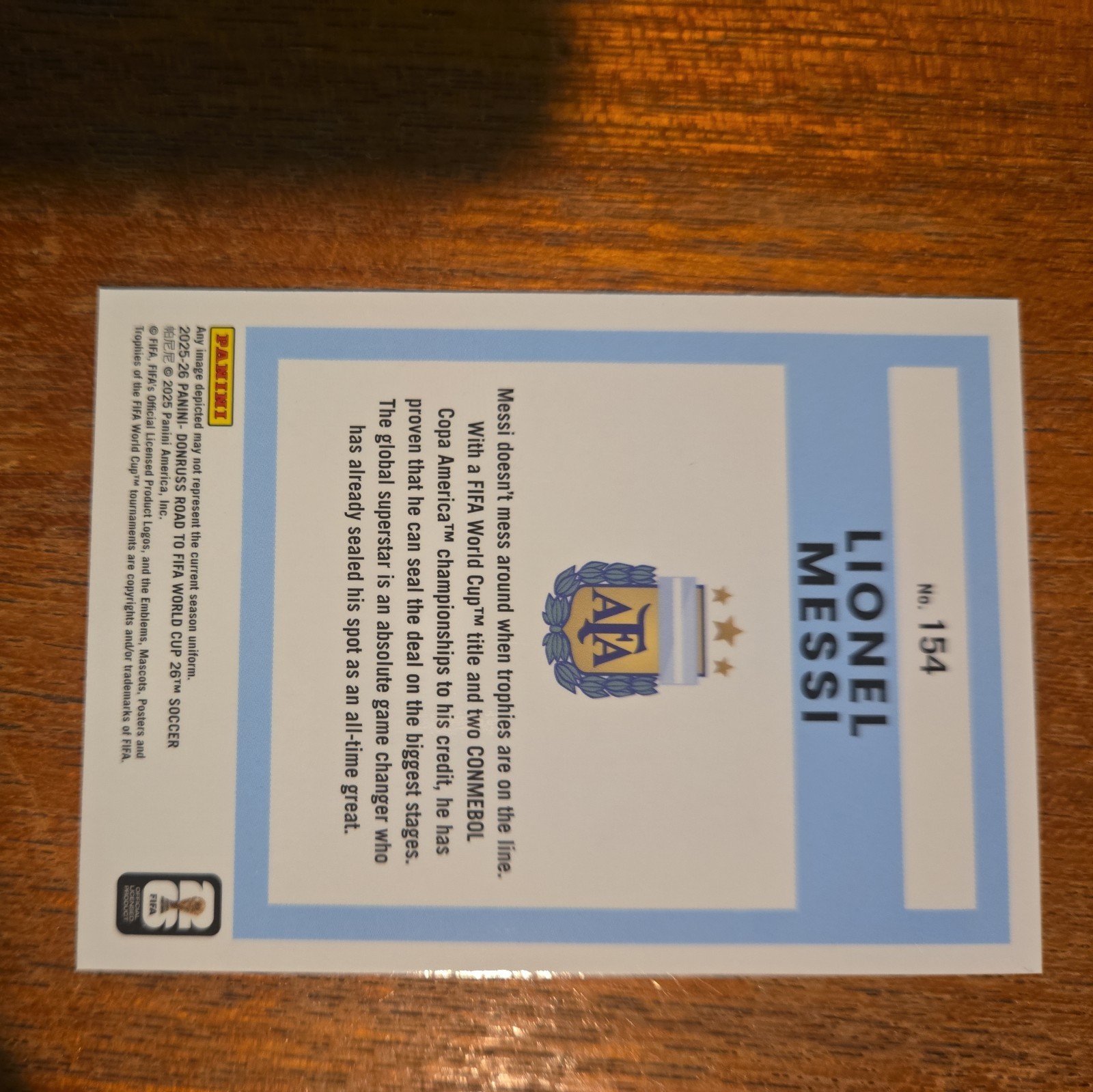 2025-26 Donruss Optic Road to World Cup Lionel Messi Holo Argentina view 2