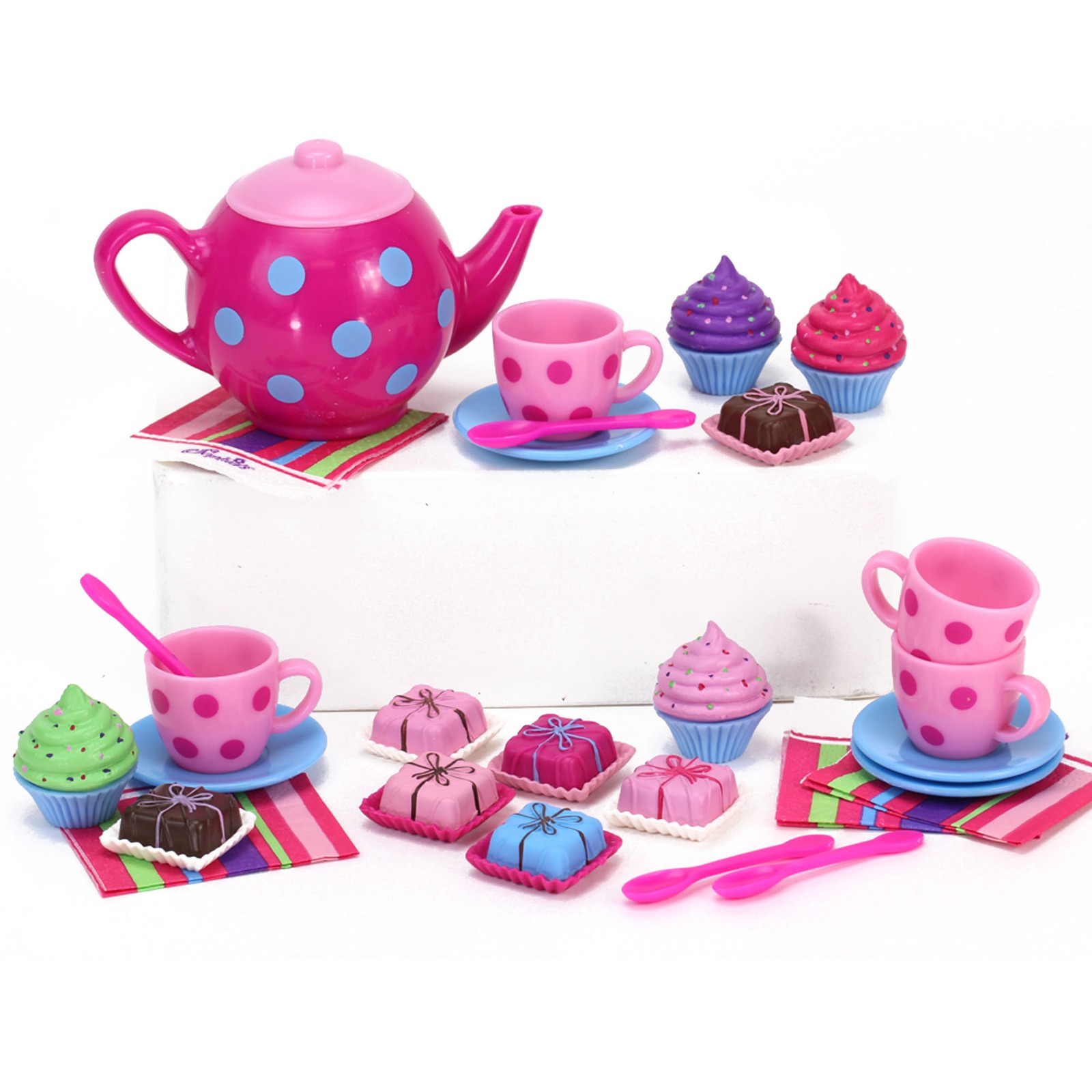 Sophia&rsquo;s Cupcakes, Petit Fours and Tea Set for Four 18" Dolls, Pink